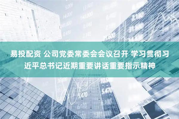 易投配资 公司党委常委会会议召开 学习贯彻习近平总书记近期重要讲话重要指示精神