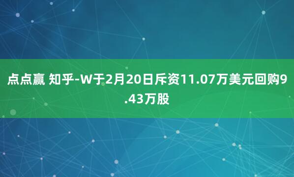 点点赢 知乎-W于2月20日斥资11.07万美元回购9.43万股