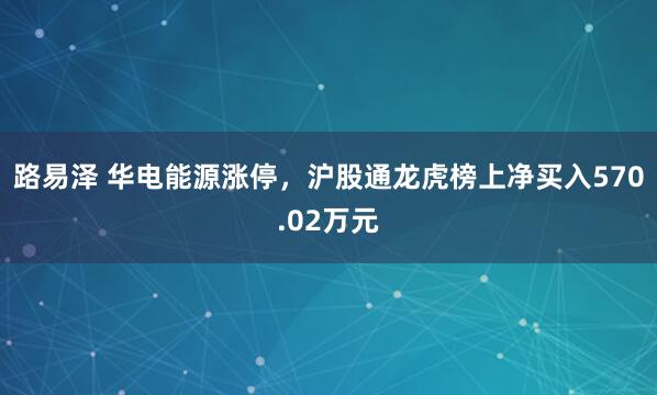 路易泽 华电能源涨停，沪股通龙虎榜上净买入570.02万元