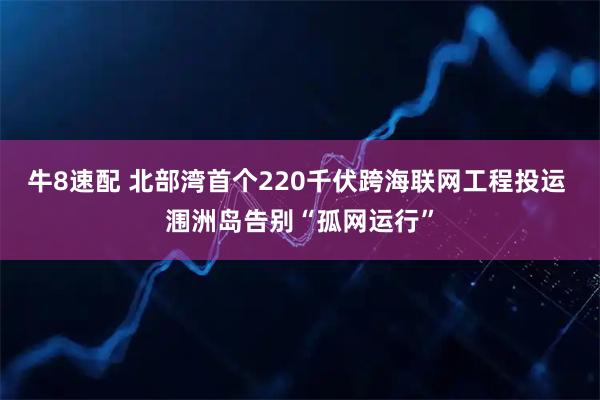 牛8速配 北部湾首个220千伏跨海联网工程投运 涠洲岛告别“孤网运行”